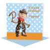 Birthday cowboy - child's birthday card designed by Erica Sturla - 15cm square and blank inside, made in the UK