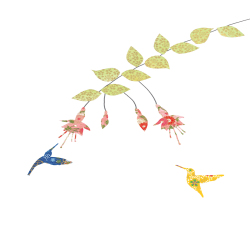 Fuchsia & Two Hummingirds Greeting Card