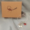 Robin and Heart Wine Glass Charm