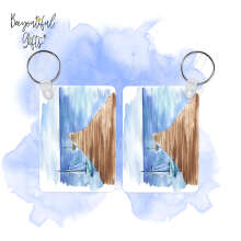 Father's Day Key Ring - Watercolour Yacht Seascape