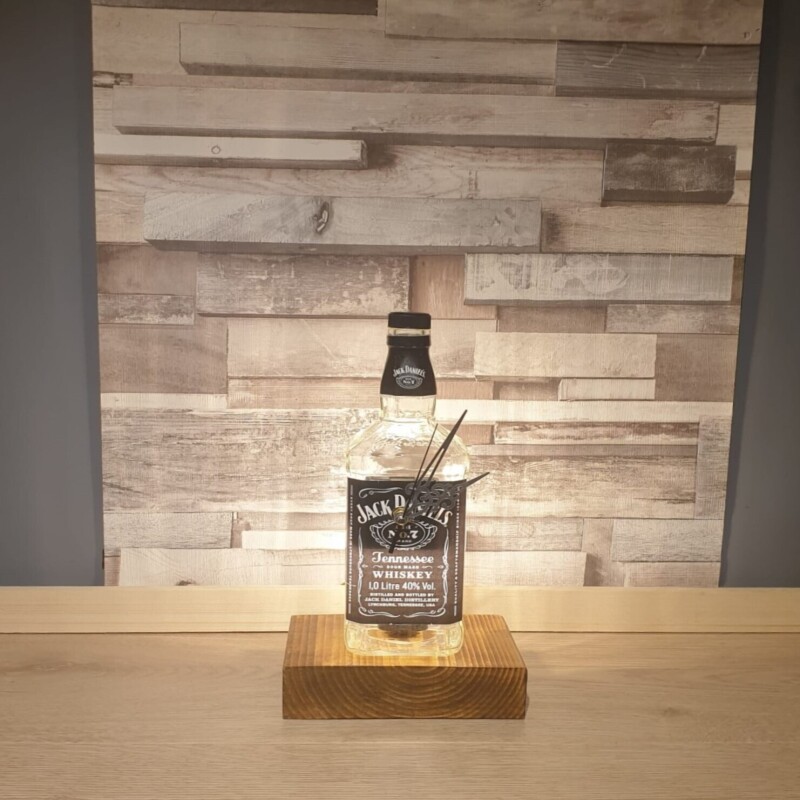 1ltr JD Original Clock-Lamp Block Base- Upcycled - Man Cave - Fathers Day - Gifts For Him -