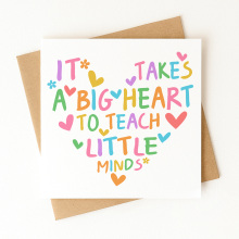 Thank You Teacher Card - It Takes A Big Heart To Teach Little Minds - Standard Smooth Card