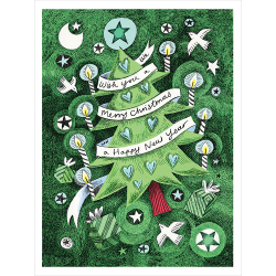 Doves and Tree Themed Christmas Card by Artist Lisa Berkshire, 12.7 x 17.7 cm