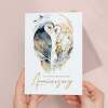 Personalised Anniversary Card For Couple Custom Anniversary Card Anniversary Card For Son and Daughter Inlaw Card Owl Anniversary Card - Large (5x7) / Blank Message