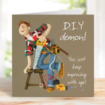 DIY demon birthday card for him - designed by Erica Sturla - 15cm square and blank inside, made in the UK