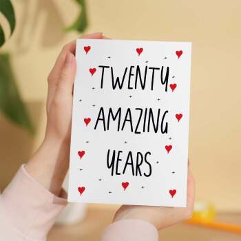 20 Year Anniversary Card For Wife or Husband Anniversary Card 20th Anniversary Card For Boyfriend Girlfriend Twentieth Wedding Anniversary