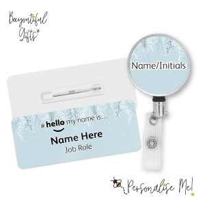 #hello my name is... Name Badge & Metal ID Reel - Winter Sprigs