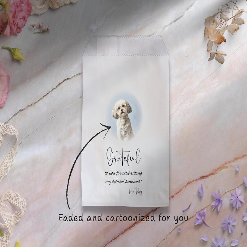 Personalised Wedding Candy Bags | Grateful to you for Celebrating my Beloved Humans | 15cm × 10cm | White | Wedding, Party - White - Sample (not custom)
