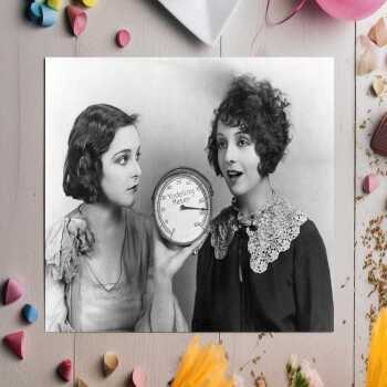 Yodeling meter - vintage black and white themed card  - 12.6 x 17.7cm and blank inside - made in the UK