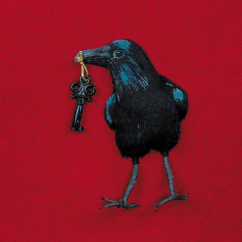 Raven with Key 150mm Square Greetings Card by Artist Sarah J Perry