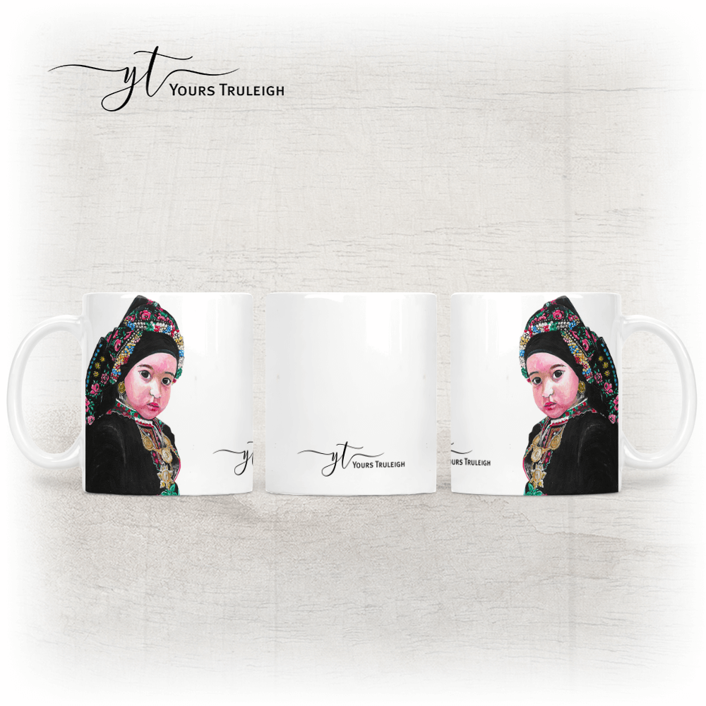 Traditional Karpathos Girl - Ceramic Mug, Hardboard Coaster & Placemat Set - Traditional Karpathos Girl