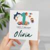Personalised 1st Birthday Card Featuring Fun Sealife Animals For Boy or Girl First Birthday Gift - Square (5.5x5.5) / Blank Inside