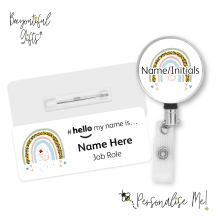 #hello my name is... Name Badge & Metal ID Reel - Stethoscope Rainbow