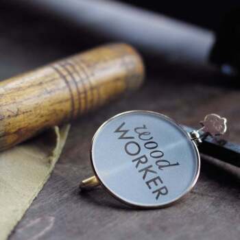 Holy Mackerel wood worker retro themed blank greeting card for him or her - designed by Andy Poplar - 15cm square and blank inside for your message