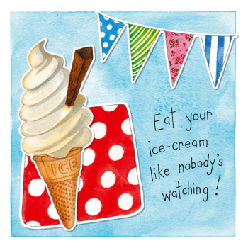 Eat Your ice Cream 150mm Square Greetings Card by Artist Kate Brazier