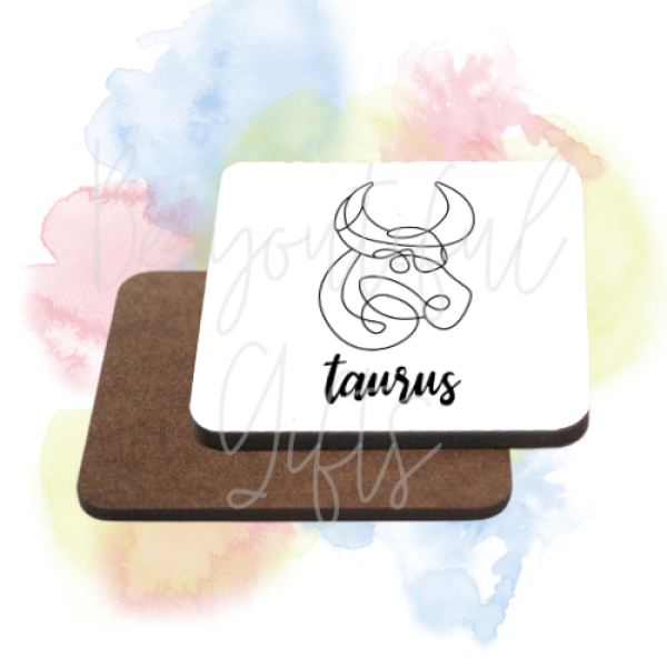 Zodiac Sign Line Art - Wooden Coaster - Aquarius