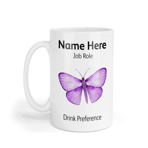 Personalised Ceramic Mug - Purple Watercolour Butterfly
