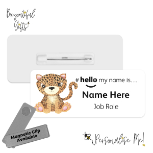 Name Badge - Watercolour Tropical Animal Hello My Name is... - Leopard
