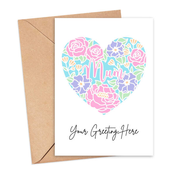 Personalised Custom Message Card - Papercut Mum Heart - Small (A6)