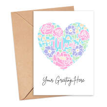 Personalised Custom Message Card - Papercut Mum Heart - Small (A6)