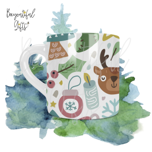 Children's Ceramic Mug - Christmas Pastel Icons