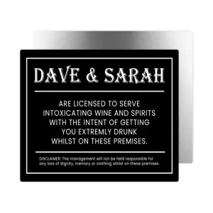 Personalised Funny Home Bar License Sign Aluminium Plaque