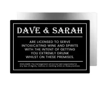 Personalised Funny Home Bar License Sign Aluminium Plaque - Small (10cm x 15cm)