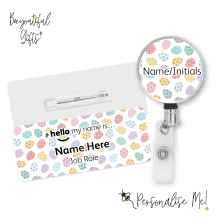 #hello my name is... Name Badge & Metal ID Reel - Easter Eggs