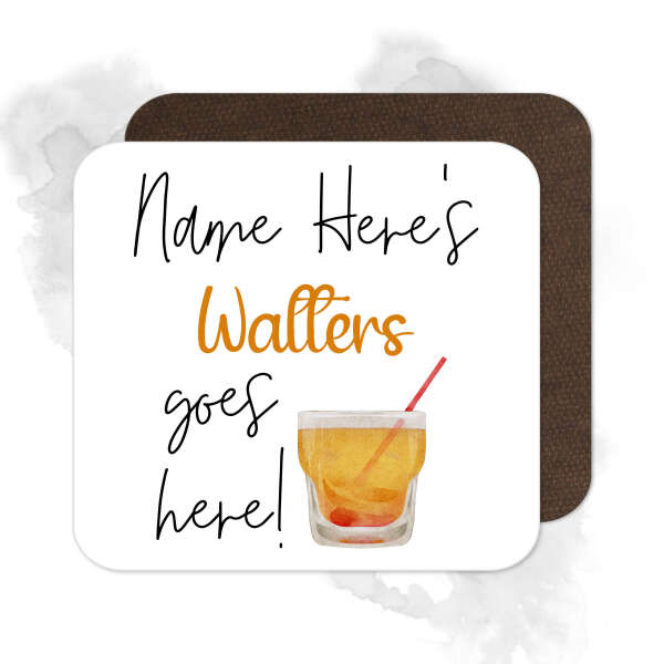 Personalised Drinks Coaster - Name's Walters Cocktail Goes Here!