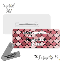 Name Badge - Rainbow Mermaid Scales Hello My Name is... - Red