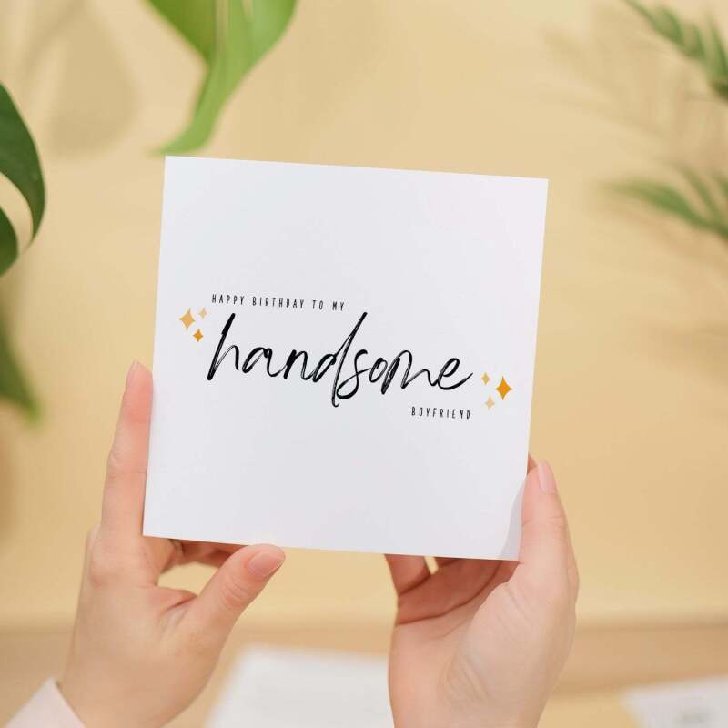 Birthday Card For Boyfriend Handsome Boyfriend Birthday Card - Square (5.5x5.5) / Blank Inside