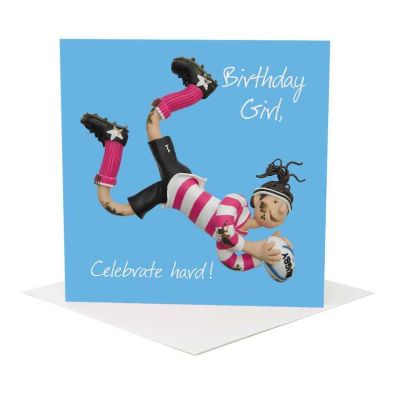 Celebrate hard birthday card for her - designed by Erica Sturla - 15cm square and blank inside, made in the UK