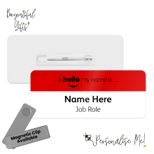 Name Badge - Coloured Band Hello My Name is... - Red