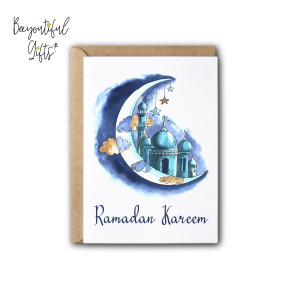 Ramadan Card - Ramadan Kareem - Small (Approx. A6 | 105mm x 148mm | 4.1in x 5.8in) - Luxury Linen Textured Card