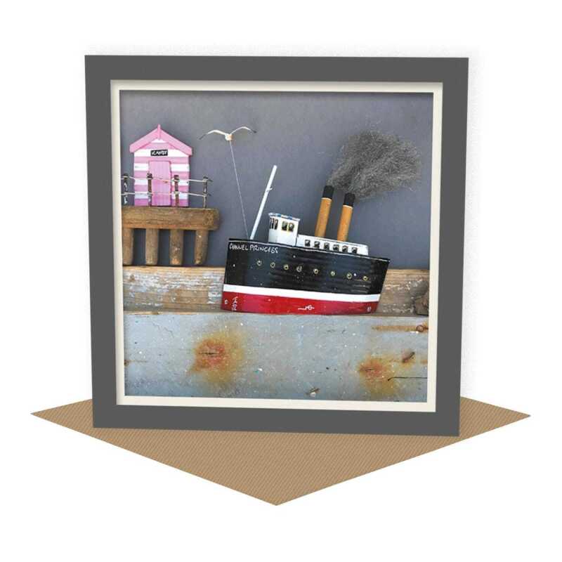 Channel Princess - quayside fishing trawler themed blank card - designed by Seth Draper - 15cm square and blank inside, made in the UK