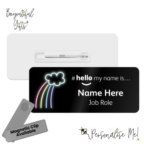 Name Badge - Neon Lights Hello My Name is... - Rainbow Cloud