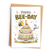 Birthday Card - Happy Bee-day To You - Small (Approx. A6 | 105mm x 148mm | 4.1in x 5.8in) - Standard Smooth Card