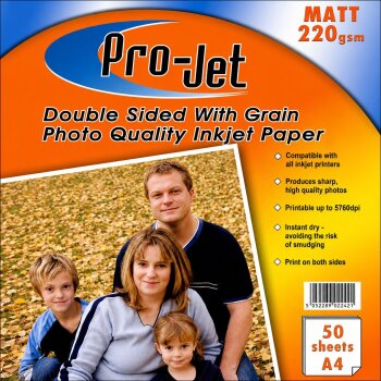 Projet 220gsm A4 Double Sided Matte / Matt Photo Paper with Grain