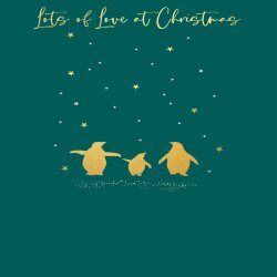 Holy Mackerel three penguins gold foiled luxury Christmas card - designed by Eloise Hall - 15.7 x 11cm - blank inside