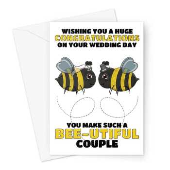 Wedding Congratulations Card - Mr & Mrs Bumble Bee Pun - A5 Greeting Card