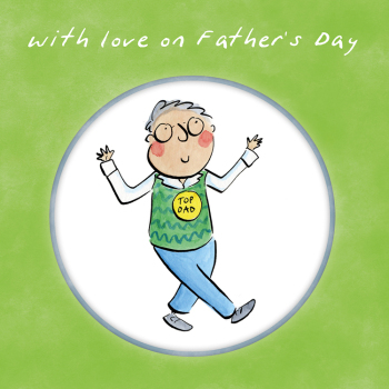 Holy Mackerel With love on Father's Day, a 15cm square Father's Day card featuring Rosie Brooks artwork, blank inside for your message