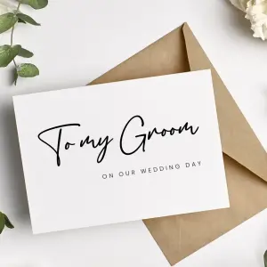 Wedding Day Card - To My Groom on Our Wedding Day - Large (Approx. A4) - Standard Smooth Card