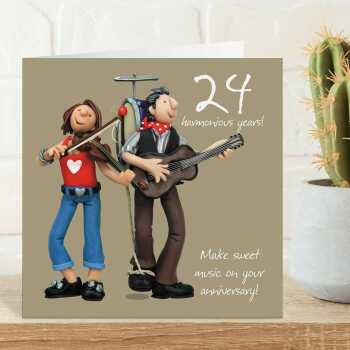 24th wedding anniversary card - designed by Erica Sturla - 15cm square and blank inside, made in the UK