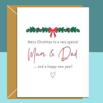 Mum & Dad Christmas Card - Ideal personalised Xmas card for your parents...