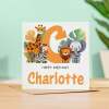 Children's Birthday Card, Personalised for Son, Daughter, Grandson, Granddaughter, Safari Animals, Recycled Card - Square (5.5x5.5) / Blank Inside