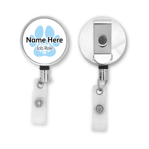 Personalised Metal ID Reel - Snowflake Paw Print