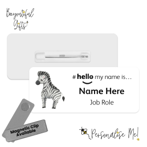 Name Badge - Watercolour Tropical Animal Hello My Name is... - Zebra