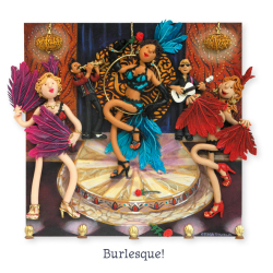 Holy Mackerel burlesque themed blank greeting card - designed by artist Erica Sturla - 15cm square and blank inside for your own message