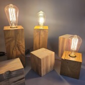 Buy2get3rd free - Large - Rustic Industrial Lamp Inset - Reclaimed Wood - Quirky Square Rectangle - Desk Lamp Table Lamp - Bedside Lamp - Man/She Cave - Handmade