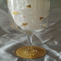 Hand Painted Heart of Gold Champagne Prosecco Glass